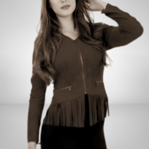 Jaqueta Suede Com Barra Franjada