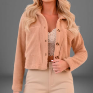 Casaco Teddy Soft Cropped com Bolso