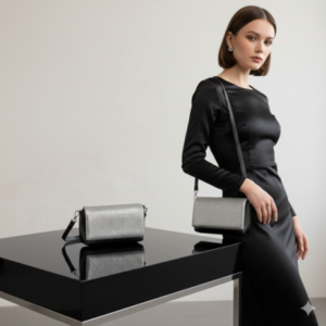 Bolsa Britney em Couro com Aplicação de Strass