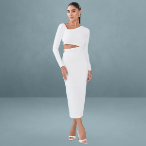 Vestido Michele Com Fenda Off White