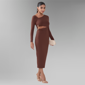 Vestido Amanda com Fenda em Malha Ajustada