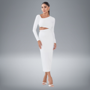 Vestido Michele Com Fenda Off White