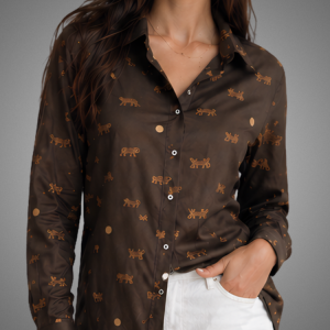 Camisa Viscose Estampa Felina