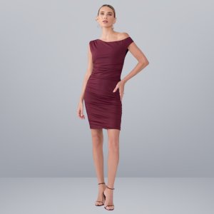 Vestido Tyana Curto em Malha com Decote Assimétrico