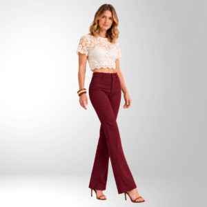 Calça Ávila Semi-Flare em Alfaiataria - Vinho