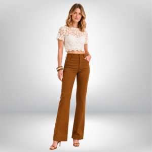 Calça Ávila Semi-Flare em Alfaiataria - Marrom