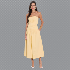 Vestido Alexia em Tricoline Amarelo