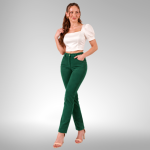 Calça Camila Reta em Suede Verde Militar Serenity